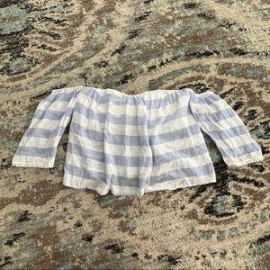 🍀 3/$30 Jealous Tomato Striped Cropped Off the Shoulder Top